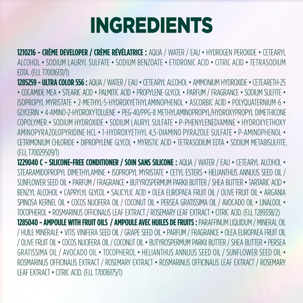 WFP 755029 ULTRA COLOR 556 INGREDIENTS EN